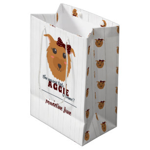 Baby Girl Dog Maroon Baby Shower Medium Gift Bag