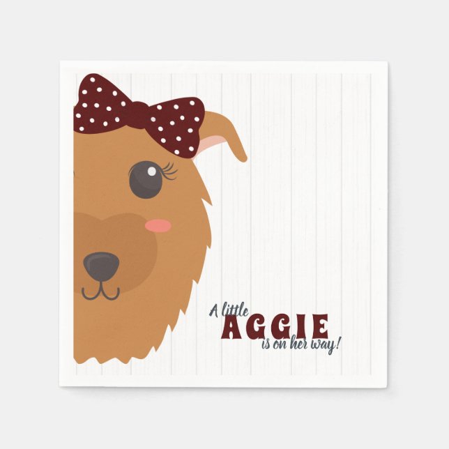 Baby Girl Dog Maroon Baby Shower Napkins (Front)