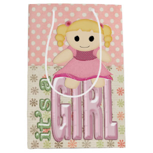 Baby Girl Doll On Quilt Medium Gift Bag