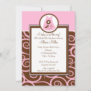 Baby Girl Dress Swirl Baby Shower Invitation