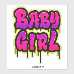 Baby Girl Dripping Word Art Spray Paint Pink Green