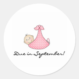Baby Girl Due in September Classic Round Sticker