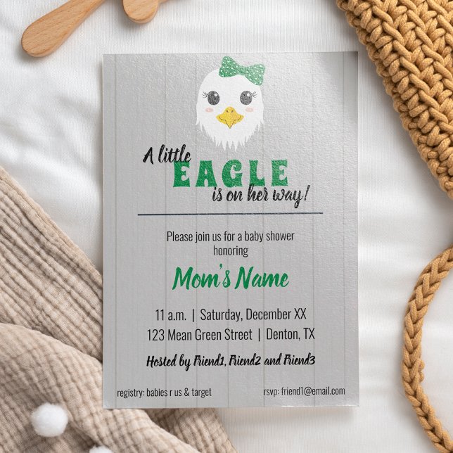 Baby Girl Eagle Green Baby Shower Invitation (Creator Uploaded)