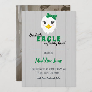 Baby Girl Eagle Green Vertical Baby Announcement
