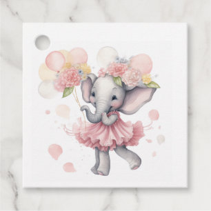 Baby Girl Elephant Favour Tags