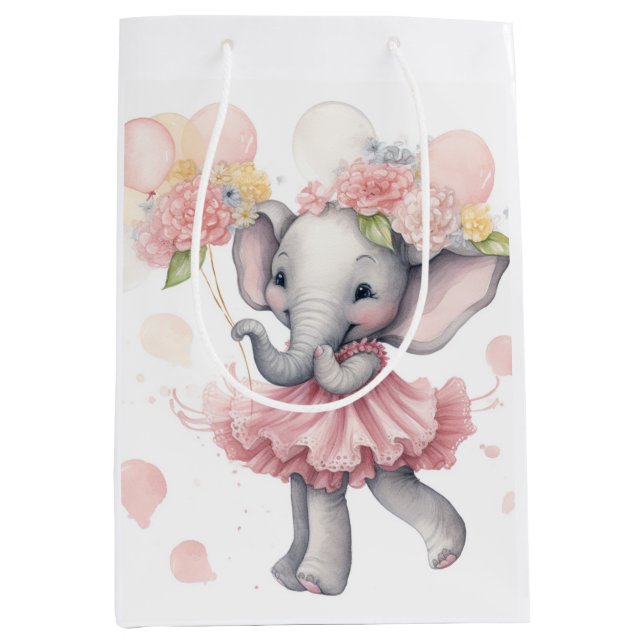 Baby Girl Elephant Gift Bag (Front)