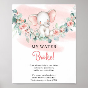 baby Girl Elephant My Water Broke sign game