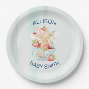 Baby Girl Fairy in Pink Baby Shower Paper Plate