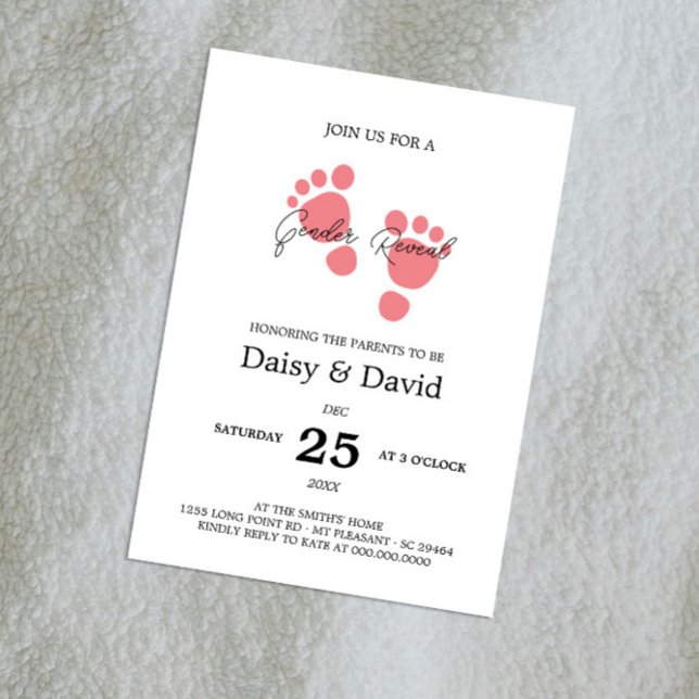 Baby Girl Feet Gender Reveal Invitation (Creator Uploaded)