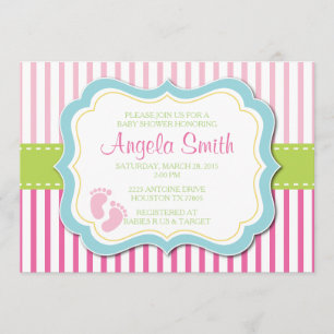 Baby Girl Feet Shower Invitation-Pink Invitation