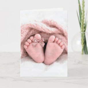 Baby Girl Feet with a Polka Dot Bow on Toe Card