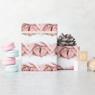 Baby Girl Feet with a Polka Dot Bow Wrapping Paper