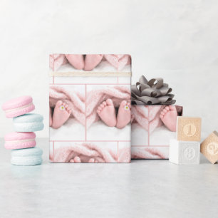 Baby Girl Feet with a White Daisy Wrapping Paper