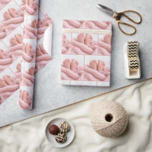 Baby Girl Feet with White Daisy Wrapping Paper