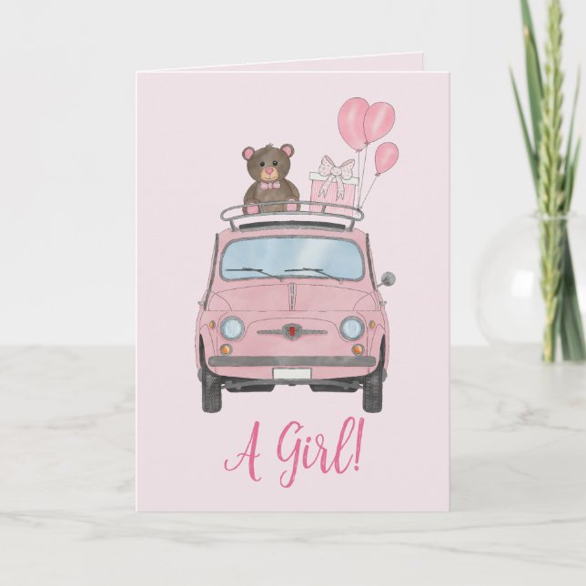 Baby Girl Fiat 500 congratulations Card (Front)