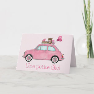 Baby Girl Fiat 500 French congratulations Card