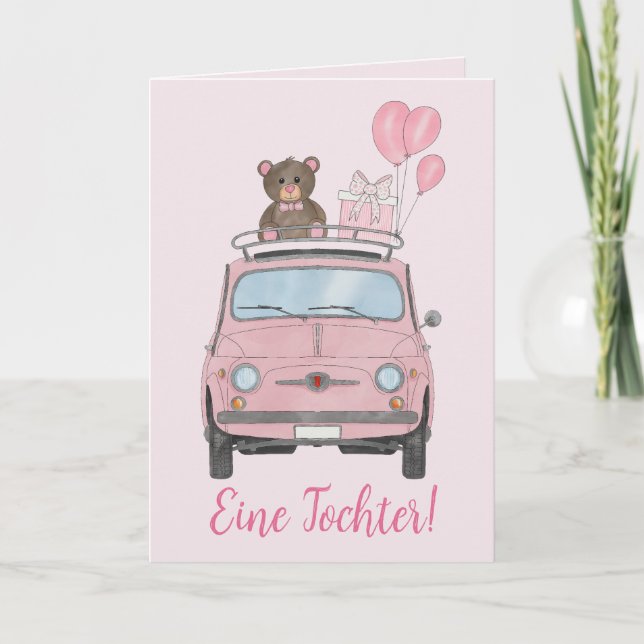 Baby Girl Fiat 500 German congratulations Card (Front)