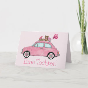 Baby Girl Fiat 500 German congratulations Card