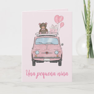 Baby Girl Fiat 500 Spanish congratulations Card