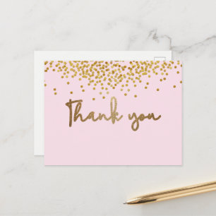 Baby Girl first birthday Gold confetti Blush Pink Postcard