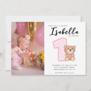 Baby Girl First Birthday Invitation