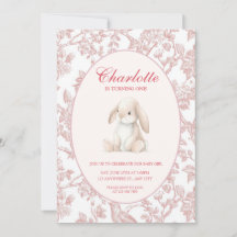 Baby Girl First Birthday Party Invitation 