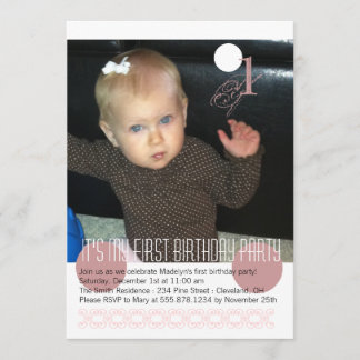Baby Girl First Birthday Party Invitation