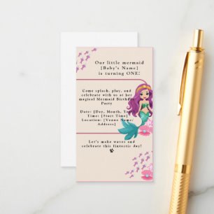 Baby Girl First Birthday Party Mermaid  Enclosure Card