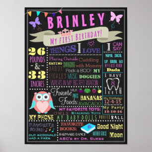 Baby Girl First Birthday Poster