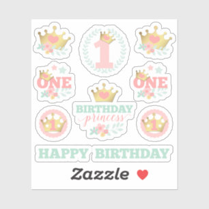 Baby Girl First Birthday Princess Crown Pink Party
