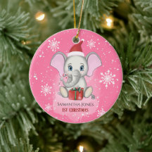Baby Girl First Christmas Cute Elephant Holidays