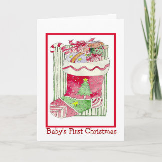 Baby Girl First Christmas - Greeting Card