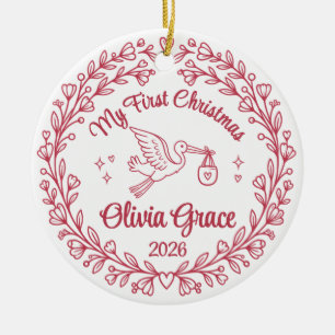Baby Girl First Christmas Name & Year Ceramic Tree Decoration
