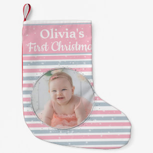 Baby Girl First Christmas Photo Stocking