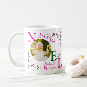 Baby Girl First Christmas Pink First Noel Photo Coffee Mug