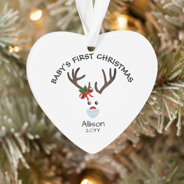 Baby Girl First Christmas Reindeer Personalised Ornament (Tree)