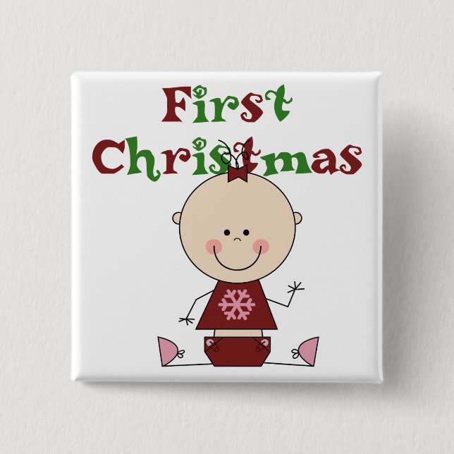 Baby Girl First Christmas T-shirts and Gifts 15 Cm Square Badge (Front)