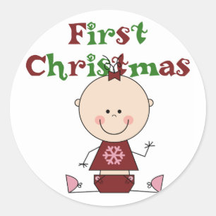 Baby Girl First Christmas T-shirts and Gifts Classic Round Sticker