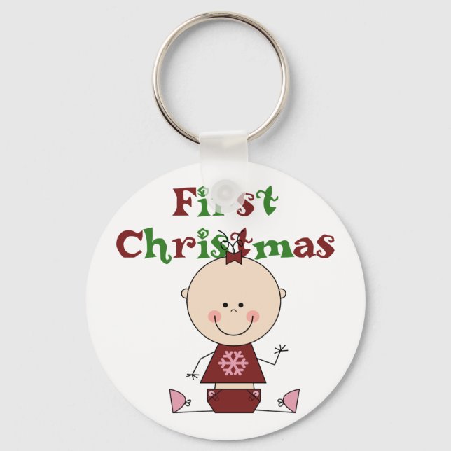 Baby Girl First Christmas T-shirts and Gifts Key Ring (Front)