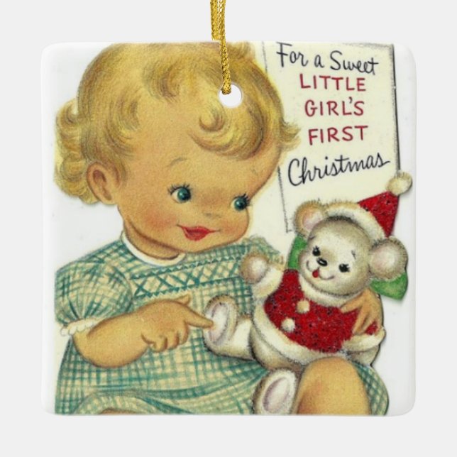Baby Girl First Christmas Tree Ornament (Front)
