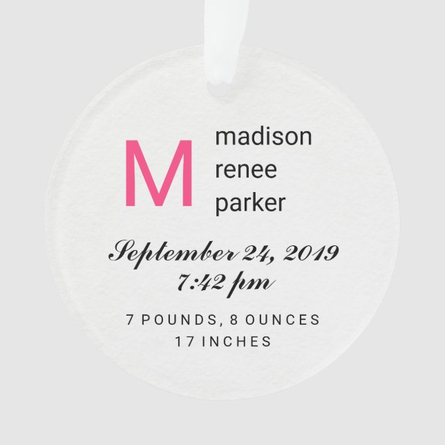 Baby Girl First Christmas with Photo Ornament (Front)