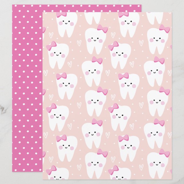 Baby Girl First Tooth Shower Scrapbooking paper (Front/Back)