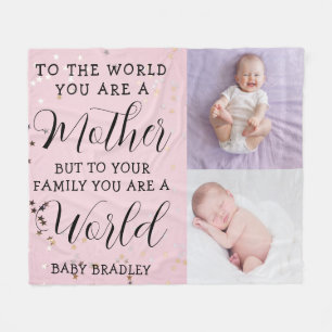 Baby girl First Year Photo Collage Keepsake pink Fleece Blanket