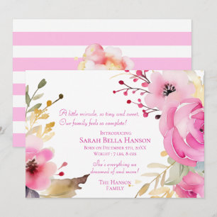 Baby Girl Floral Birth Announcement