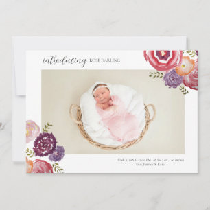 Baby Girl Flower Birth Announcement  Postcard