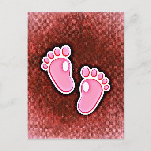 baby girl footprints feet cute expecting newborn postcard (Front)