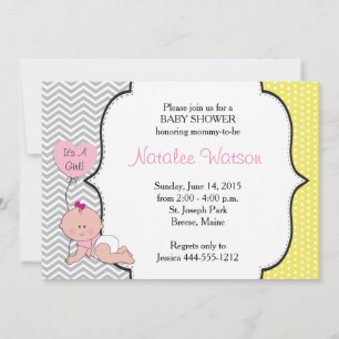 Baby Girl Frame Shower Invitation