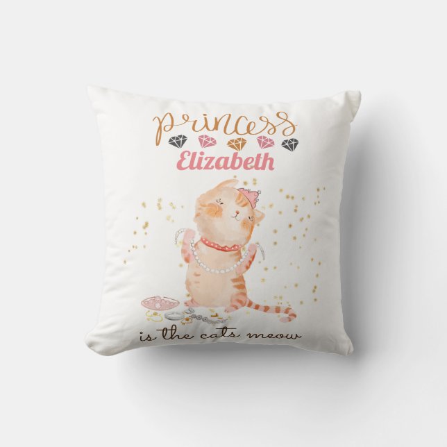 Baby Girl Gifts 1st Birthday Shower Princess Cats  Cushion (Front)