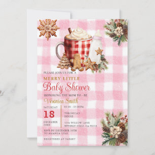 Baby Girl Gingham A Merry Little Baby Shower  Invitation