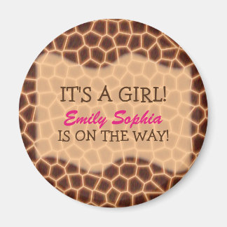 Baby Girl - Giraffe Themed Baby Shower Magnet